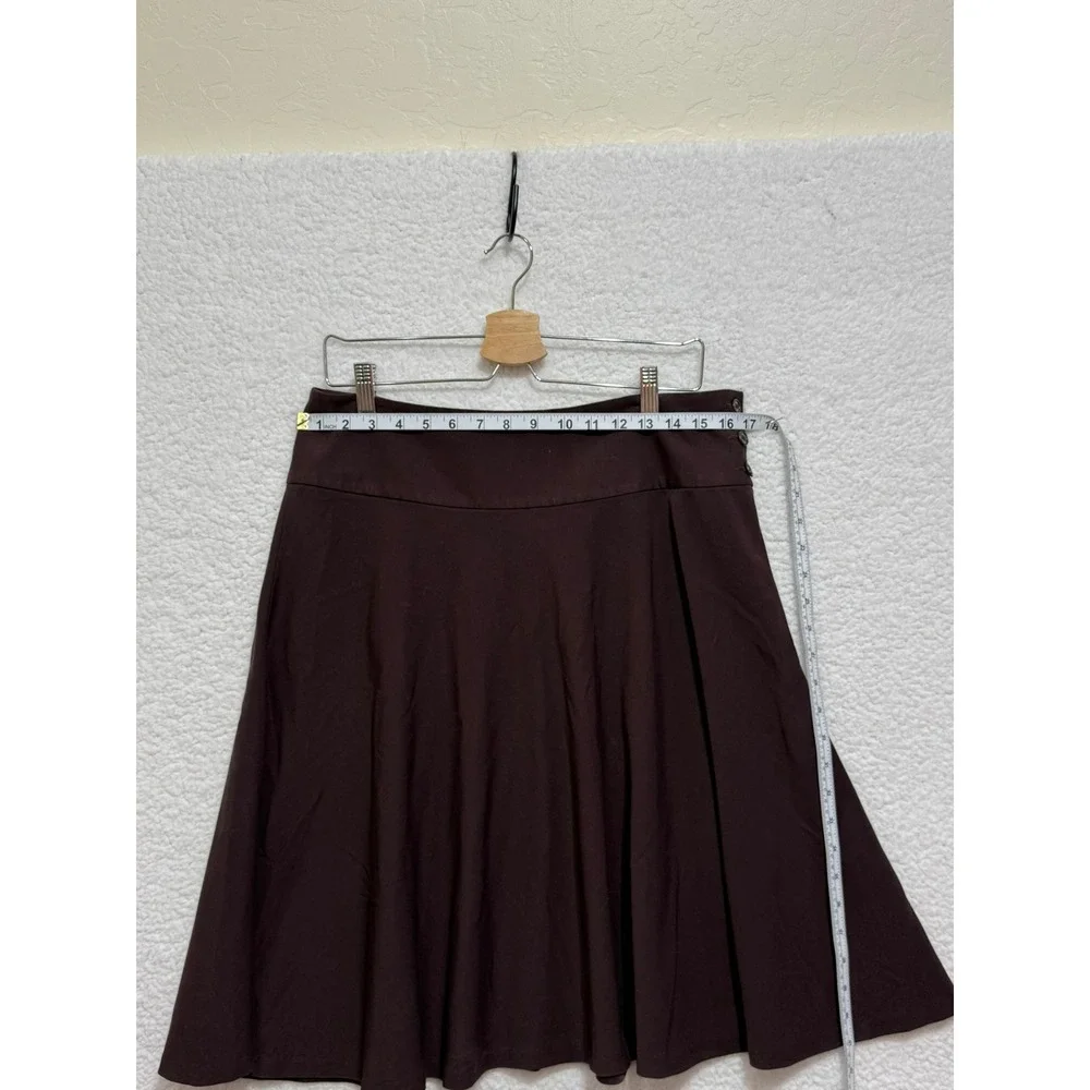 Chaps Brown A Line Skirt Women Size 10 Knee‎ Length Side Button Detail